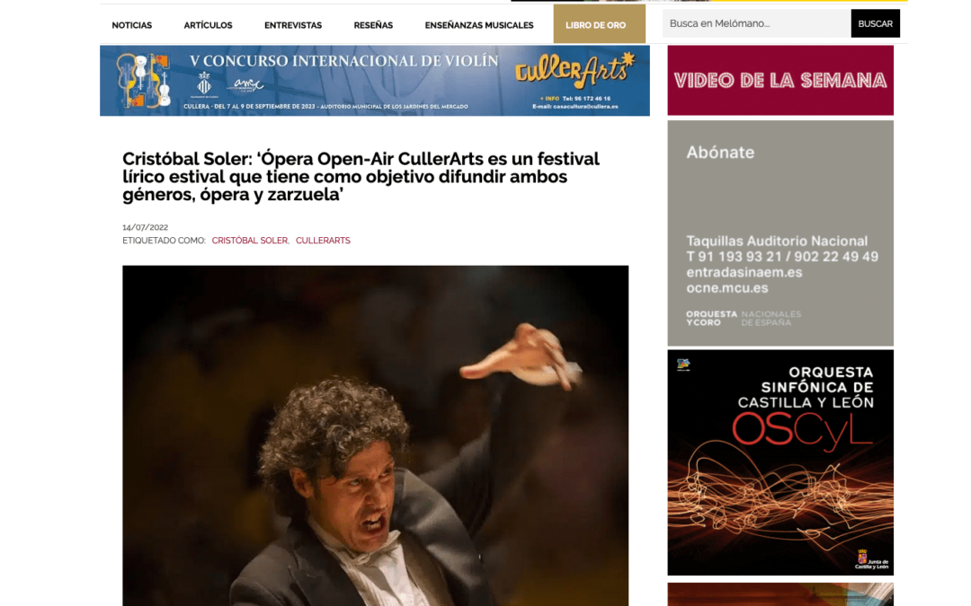 Cristóbal Soler: ‘Ópera Open-Air CullerArts es un festival lírico estival que tiene como objetivo difundir ambos géneros, ópera y zarzuela’