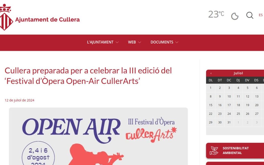 AJUNTAMENT DE CULLERA: Cullera preparada per a celebrar la III edició del ‘Festival d’Òpera Open-Air CullerArts’